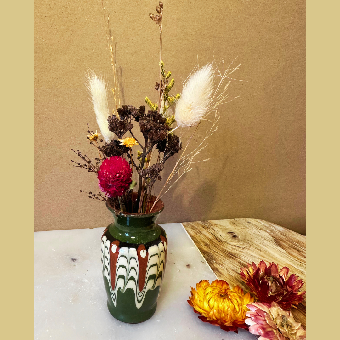 Dried Flowers in Miniature Antique Vase #11