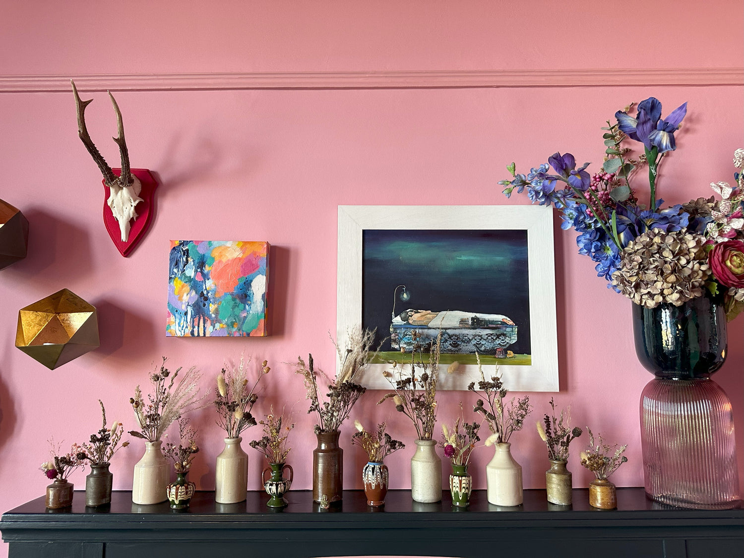 Dried Flowers in Antique Vases