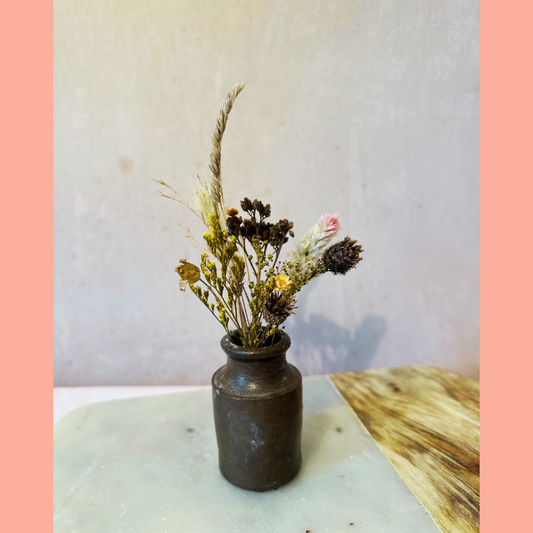 Dried Flowers in Miniature Antique Vase #10