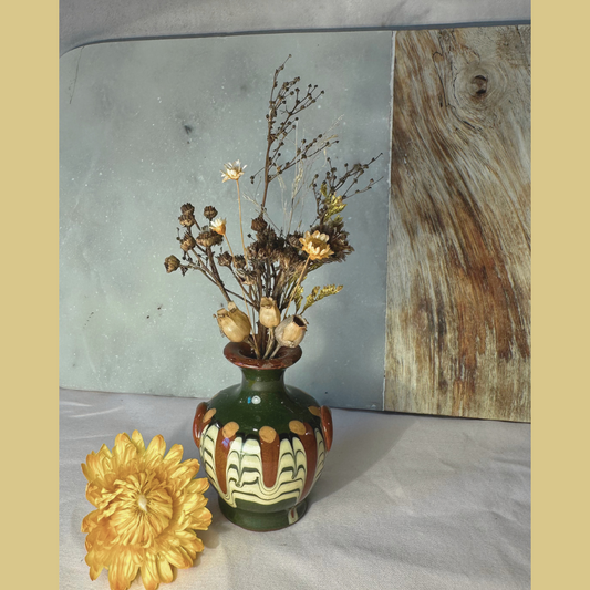 Dried Flowers in Miniature Antique Vase #12