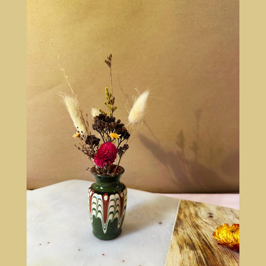 Dried Flowers in Miniature Antique Vase #11