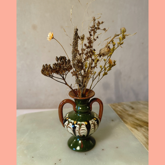 Dried Flowers in Miniature Antique Vase #8