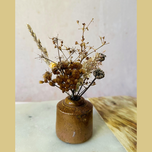 Dried Flowers in Miniature Antique Vase #9